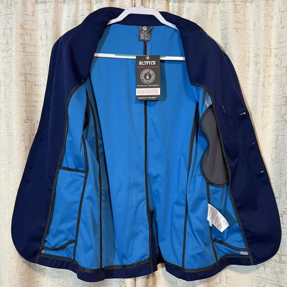 NWT Little Donkey Andy Travel Blazer Mens Medium Navy Blue Technical Stretch